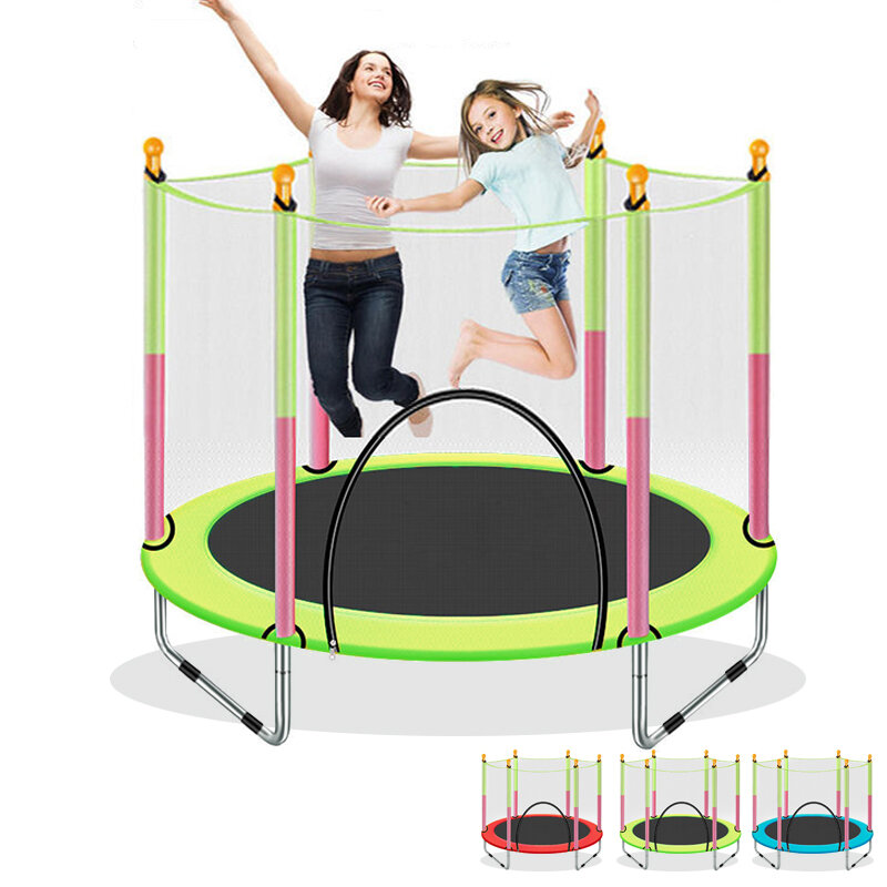 Image of Kids Trampoline with Enclosure Safety Net Jumping Mat Spring Cover Padding