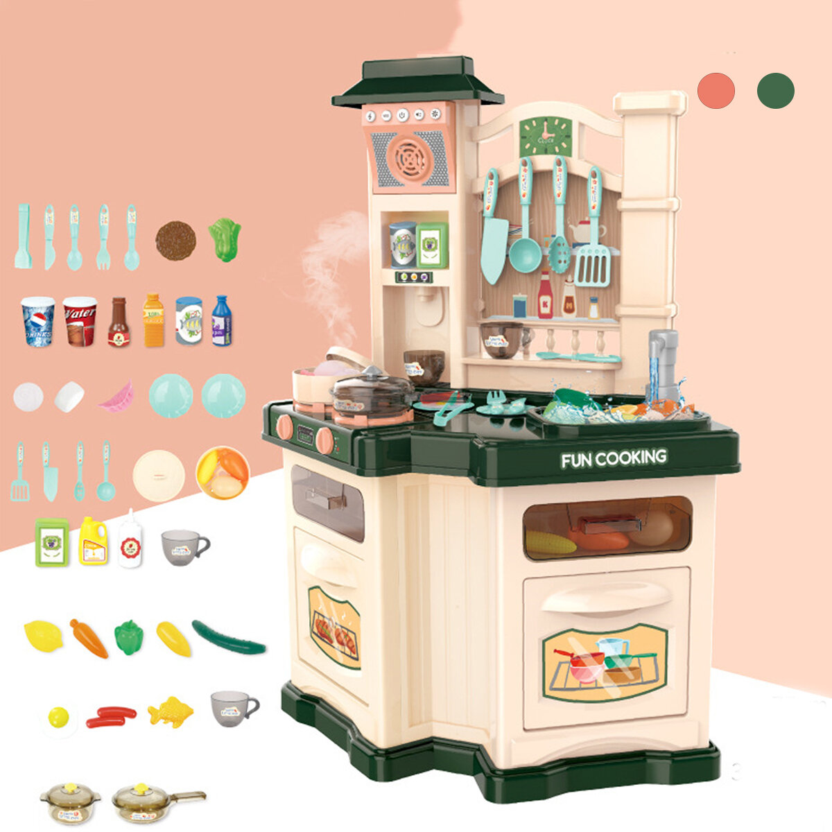 Image of Kitchen Plastic Toys Kitchen Big Kitchen Cooking Simulation Play Educational Toy for Baby Girl Toy Gift