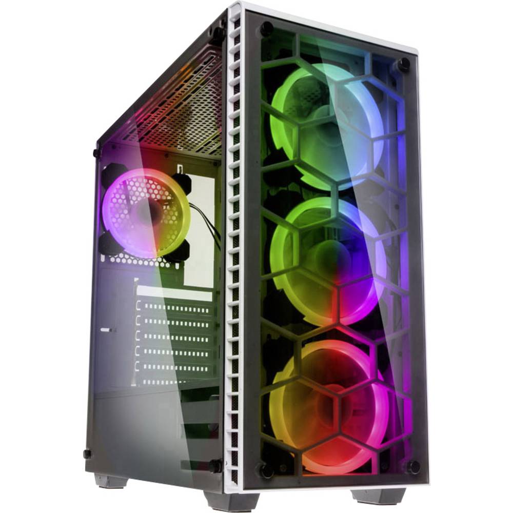Image of Kolink Observatory RGB Midi tower PC casing White 4 built-in LED fans Window Dust filter Tool-free HDD bracket