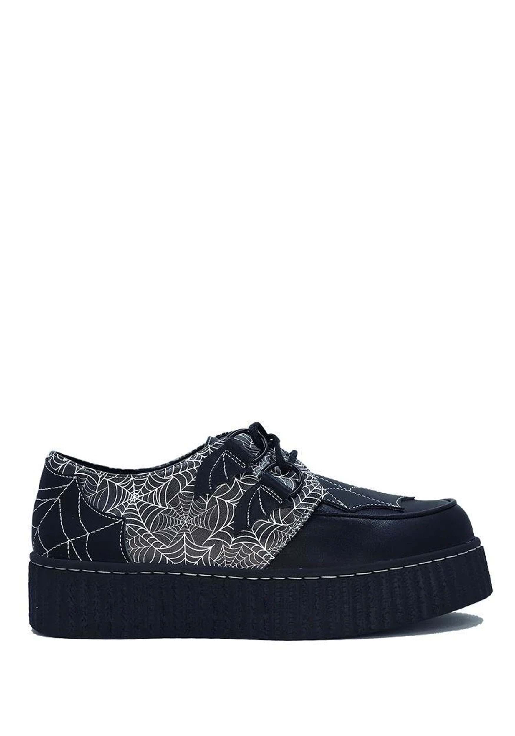 Image of Krypt Spiderweb Creeper Shoes for Women ID SVKRYPTSPIDERWEB-BK-11