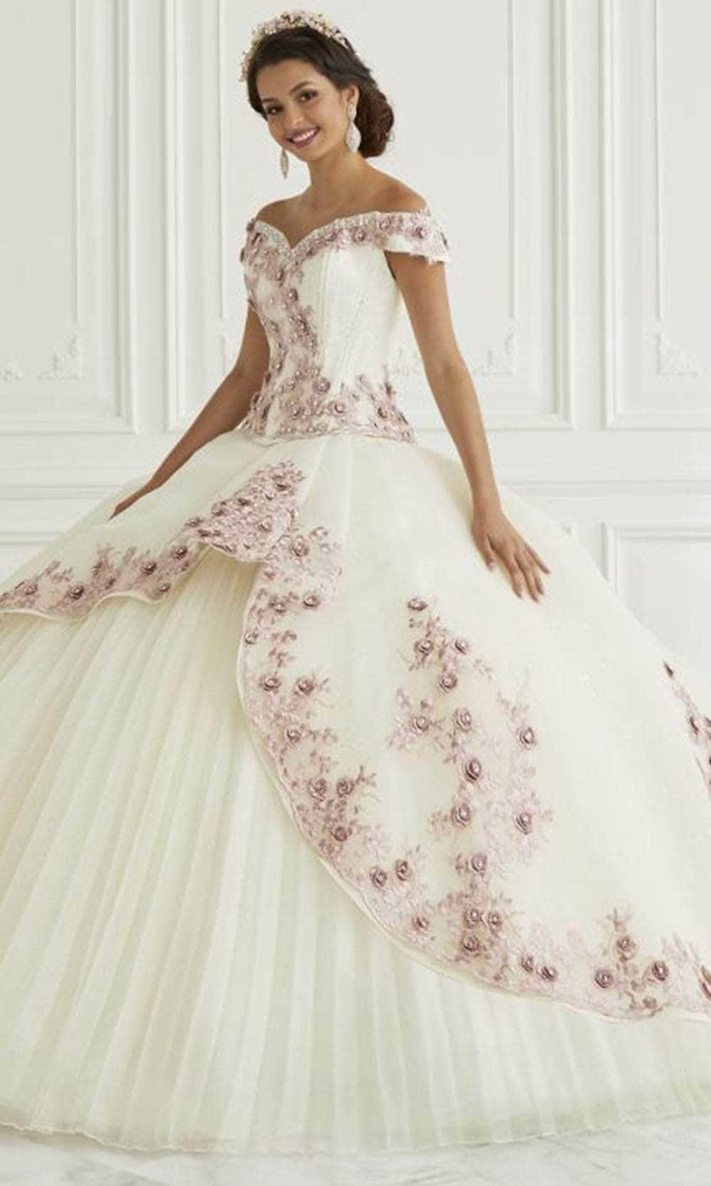 Image of LA Glitter - 24092 Off Shoulder Floral Ballgown