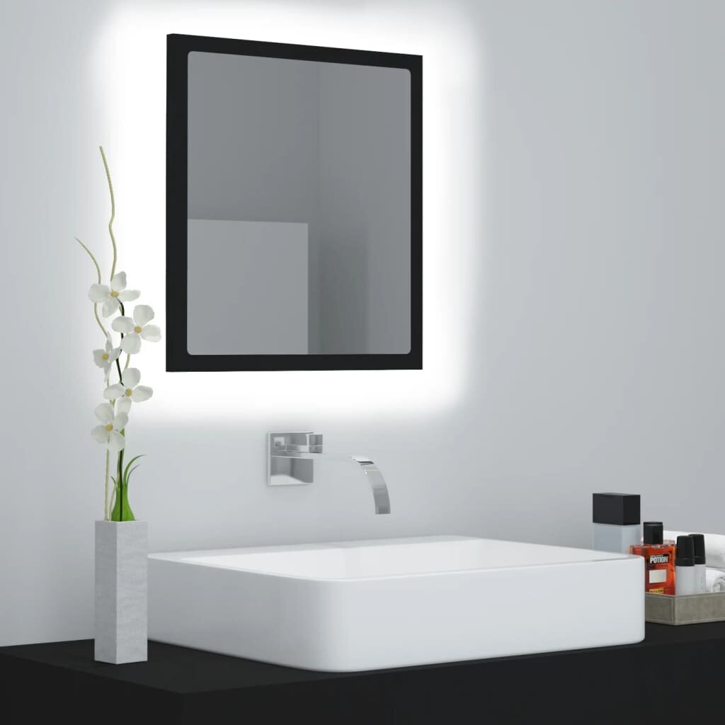 Image of LED Bathroom Mirror Black 157"x33"x146" Chipboard