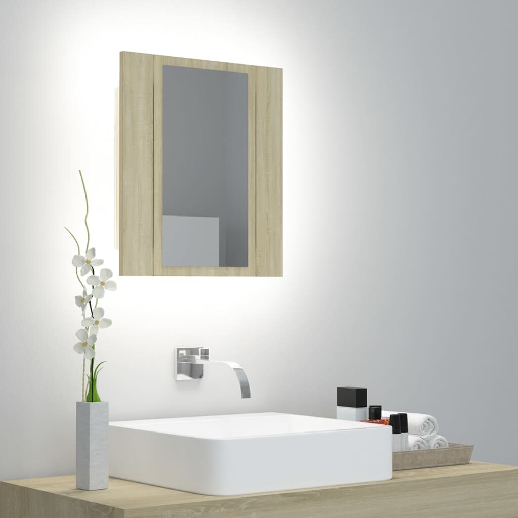 Image of LED Bathroom Mirror Cabinet Sonoma Oak 157"x47"x177"