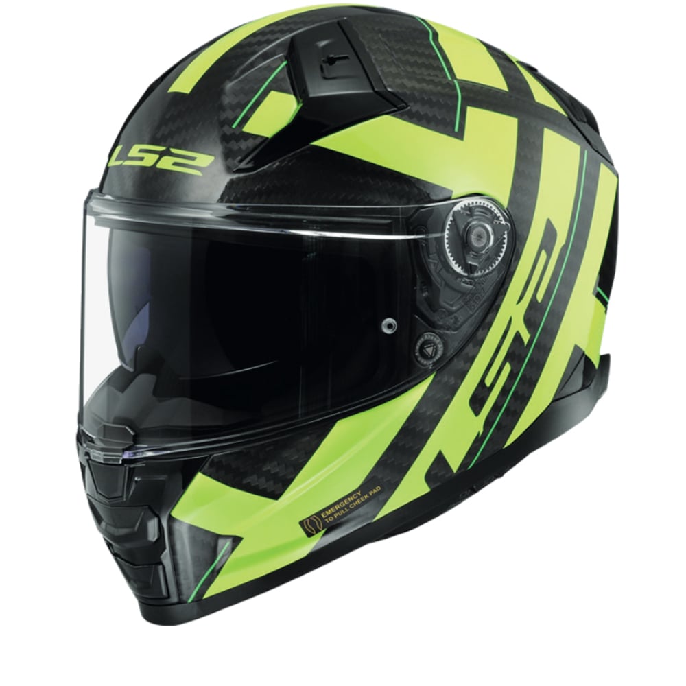 Image of LS2 FF811 Vector II Carbon Strong Glossy Yellow Full Face Helmet Size S EN