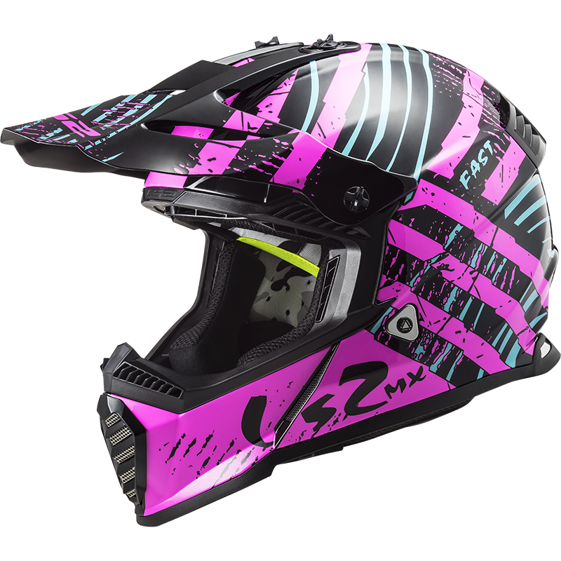 Image of LS2 MX437 Fast Evo Verve Black Fluo Pink Offroad Helmet Size 2XL EN