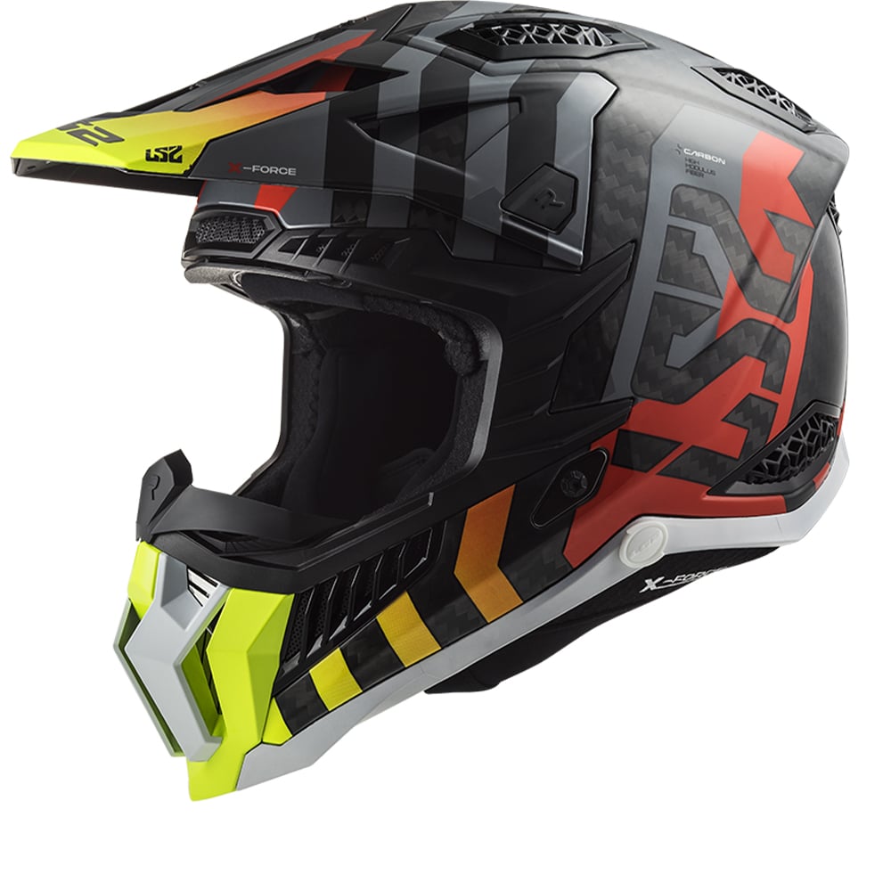 Image of LS2 Mx703 C X-Force Barrier H-V Yellow Red Offroad Helmet Size XS EN