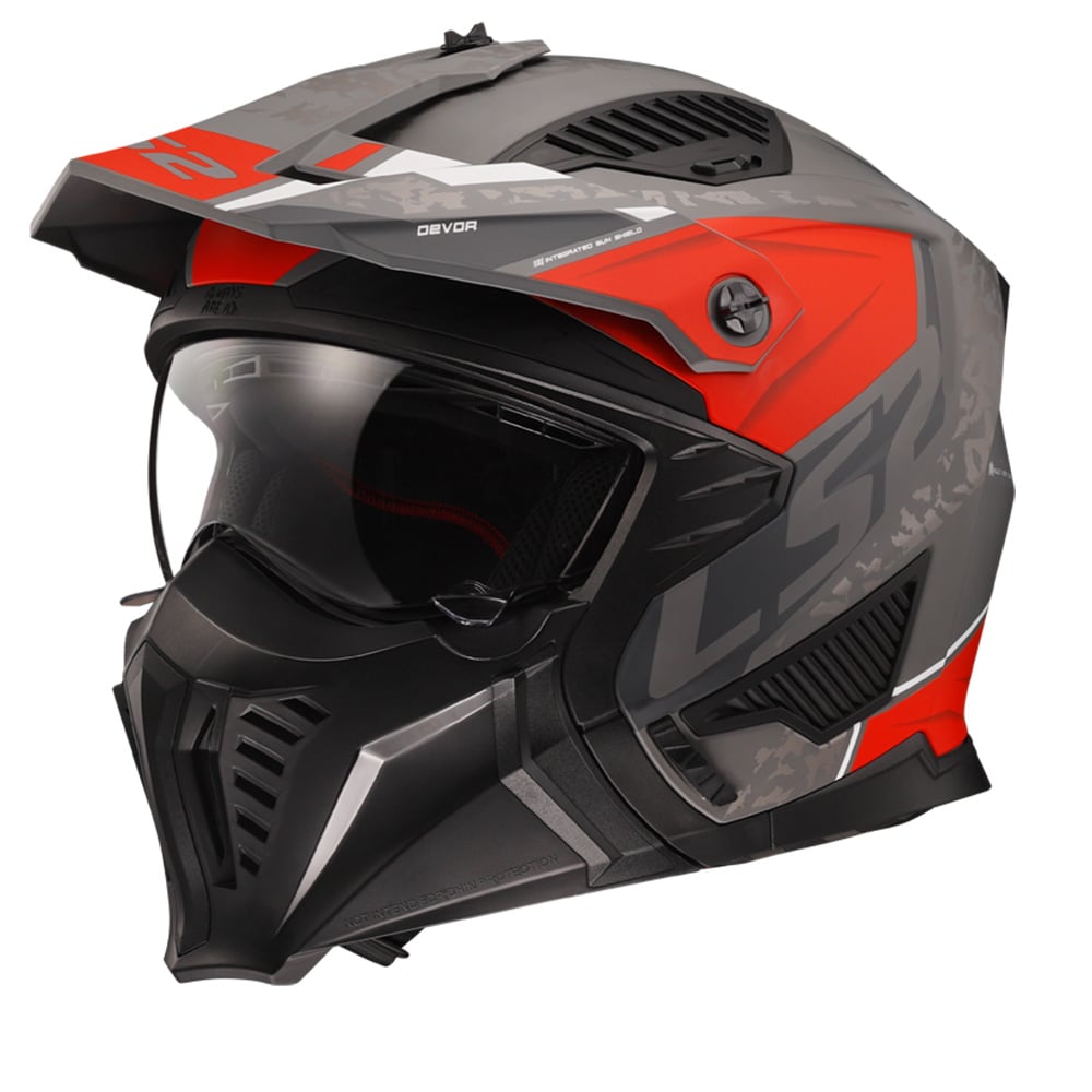 Image of LS2 OF606 Drifter Devor Matt Silver Titanium Red 06 Multi Helmet Size S EN
