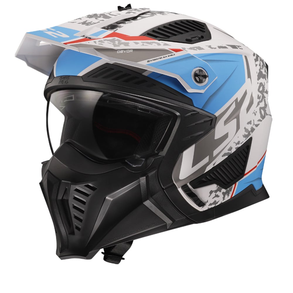 Image of LS2 OF606 Drifter Devor Matt White Blue 06 Multi Helmet Size XL ID 6923221129128