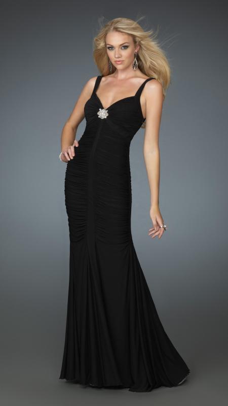 Image of La Femme - 14555 Sleeveless Ruched Sweetheart Fitted Evening Dress