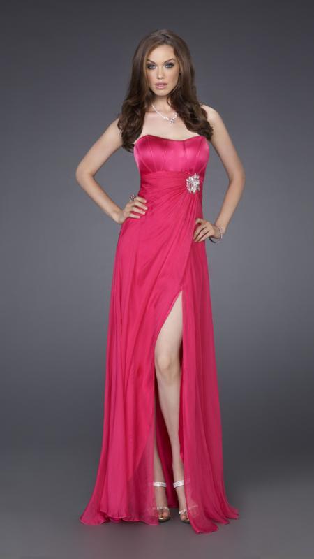 Image of La Femme - 15171 Bejeweled Modified Sweetheart Long Silk Gown