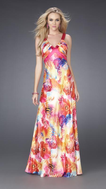 Image of La Femme - 15178 Floral Long Dress