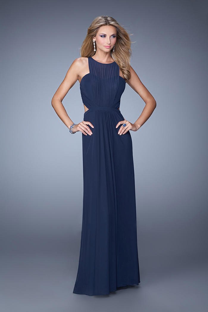 Image of La Femme - 21187 Gathered Panel Cutout Gown