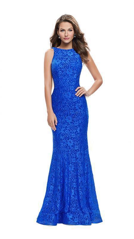 Image of La Femme - 24903 Sleeveless Jewel Back Lace Mermaid Gown