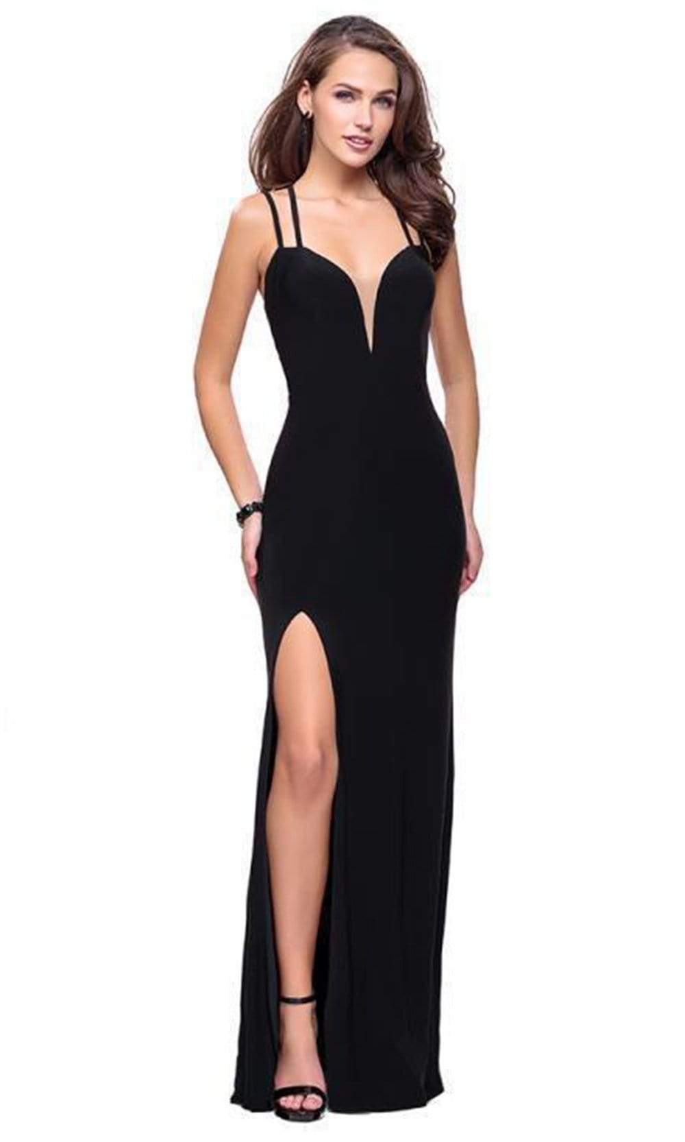 Image of La Femme - 25648 Plunging Sweetheart Crisscross Strapped Gown