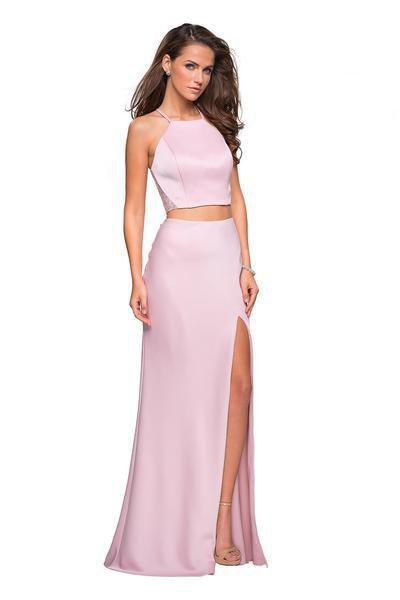 Image of La Femme - 26926 Two Piece Embellished Lace Satin Sheath Dress