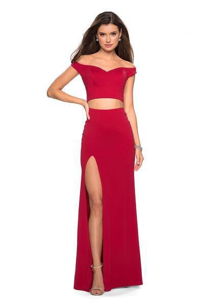 Image of La Femme - 27496 Two Piece Off shoulder Gown with Slit