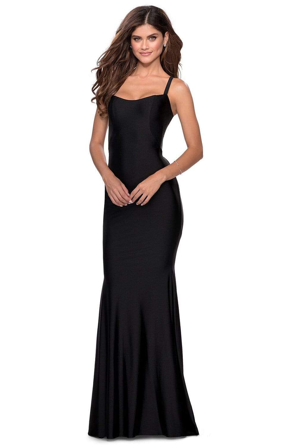 Image of La Femme - 28568 Scoop Neck Jersey Simple Prom Trumpet Dress