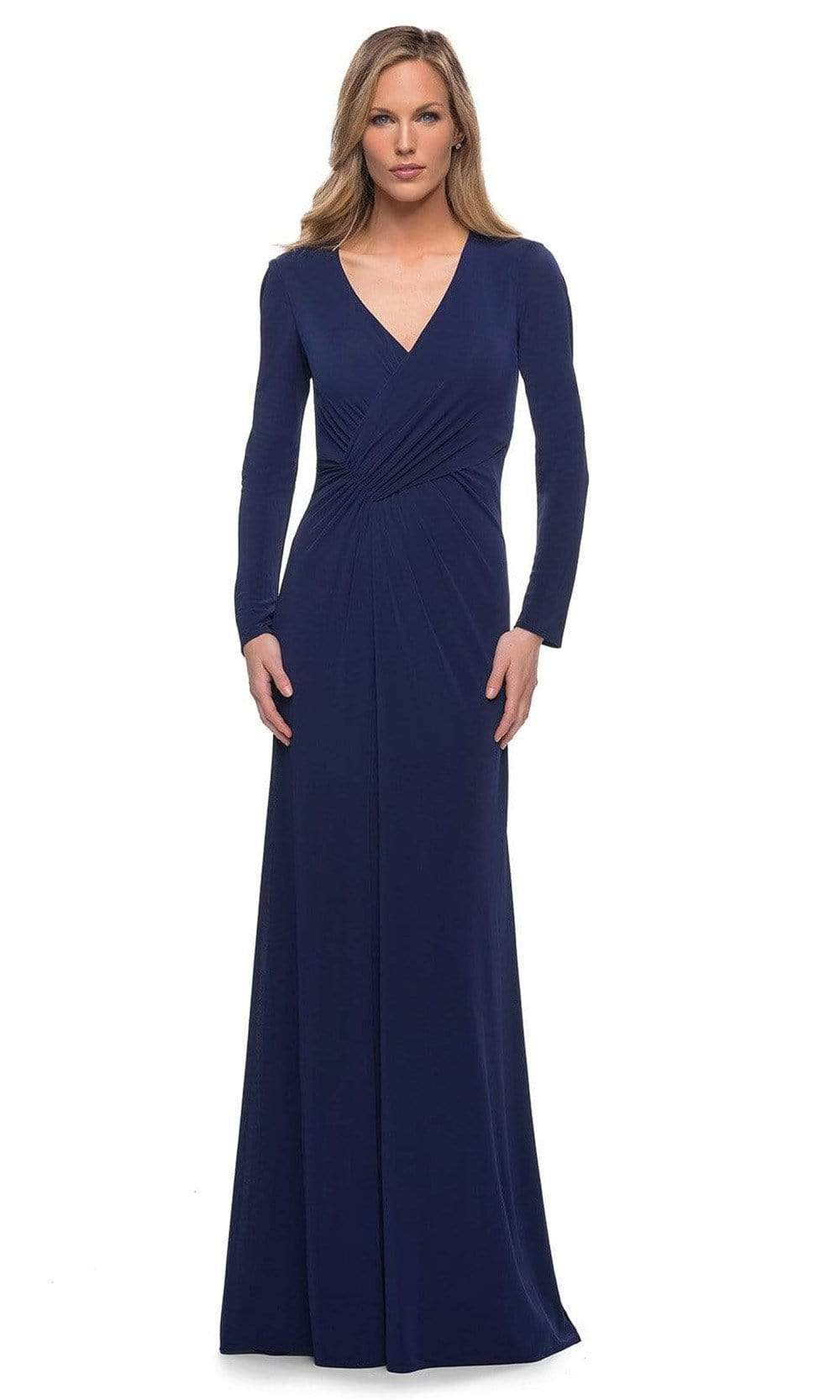 Image of La Femme - 29535 V-Neck Mother of the Bride Sheath Dress