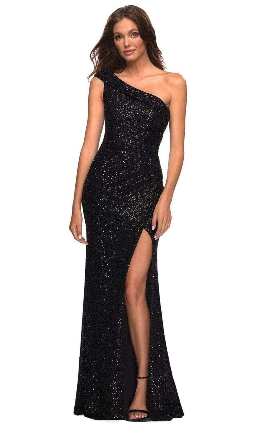 Image of La Femme - 29627 Folded Asymmetric Long Gown