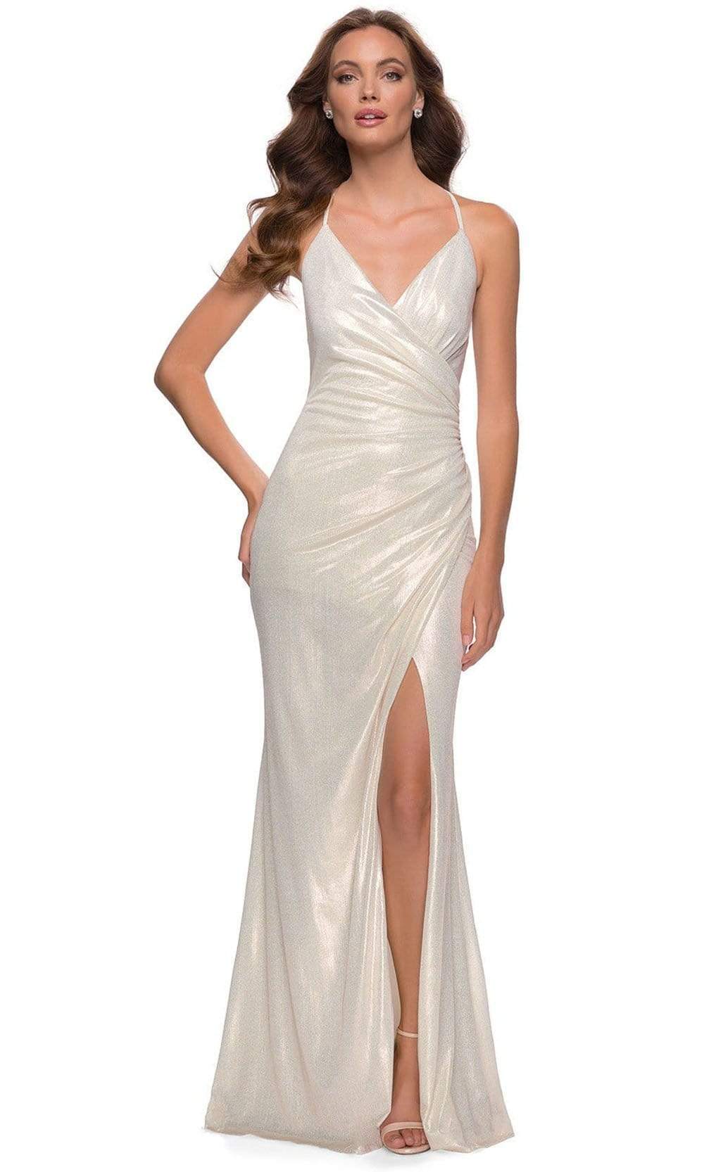 Image of La Femme - 29707 Metallic Sleeveless Evening Dress