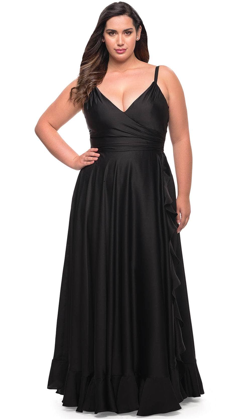 Image of La Femme 29740 - Ruffled Slit Evening Dress
