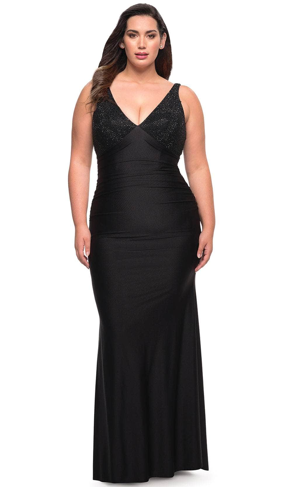 Image of La Femme 29751 - Sleeveless V-Neck Column Dress