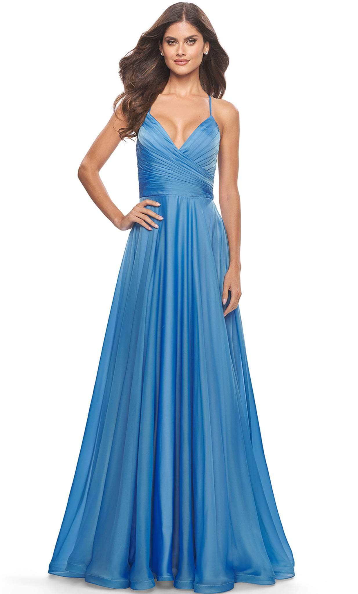 Image of La Femme 30840 - Sleeveless A-Line Ruched Long Dress