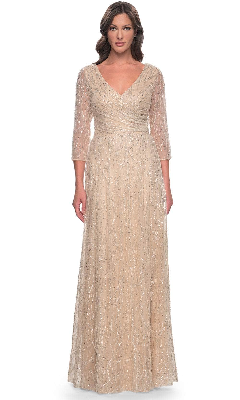 Image of La Femme 30911 - V-Neck Embellished Formal Dress