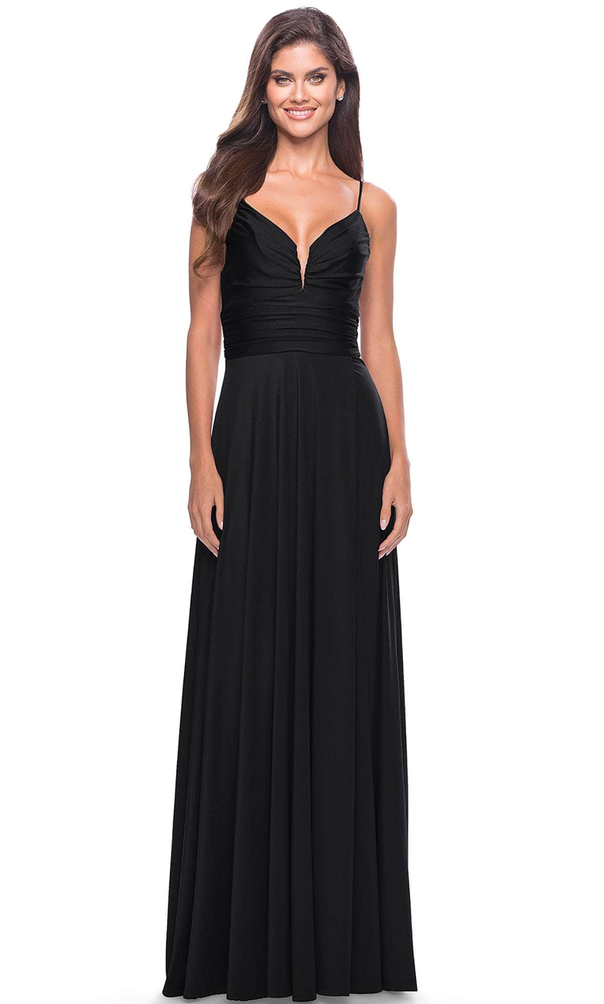 Image of La Femme 31090 - Ruched V-Neck Prom Dress