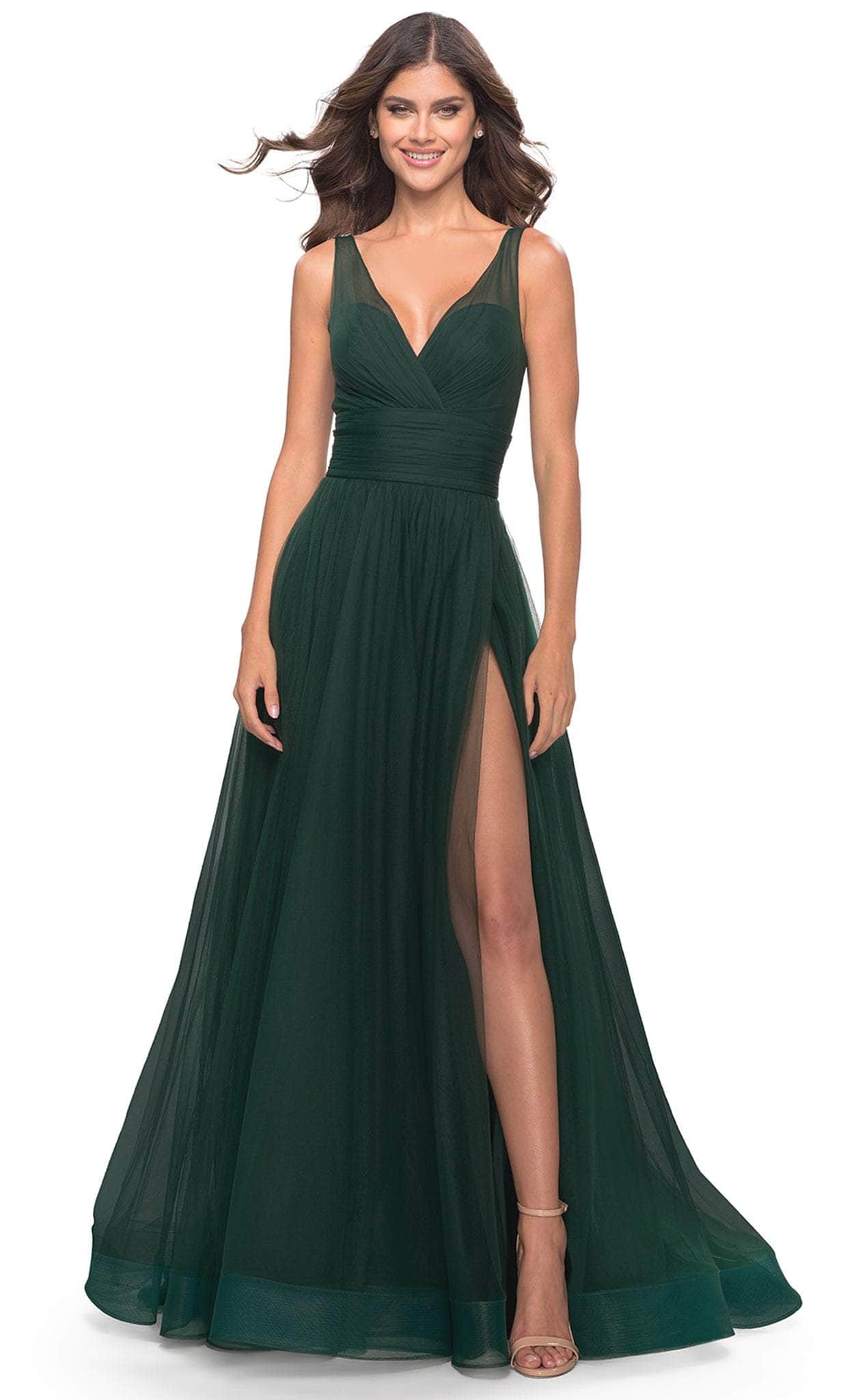 Image of La Femme 31149 - Ruched A-line Tulle Long Dress