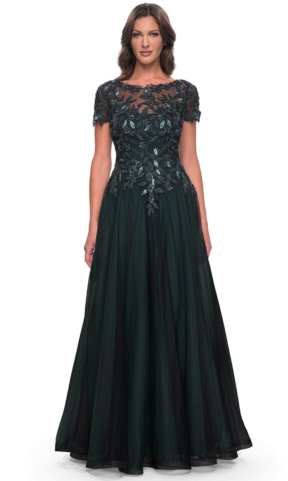 Image of La Femme 31267 - Floral Sequin Formal Dress