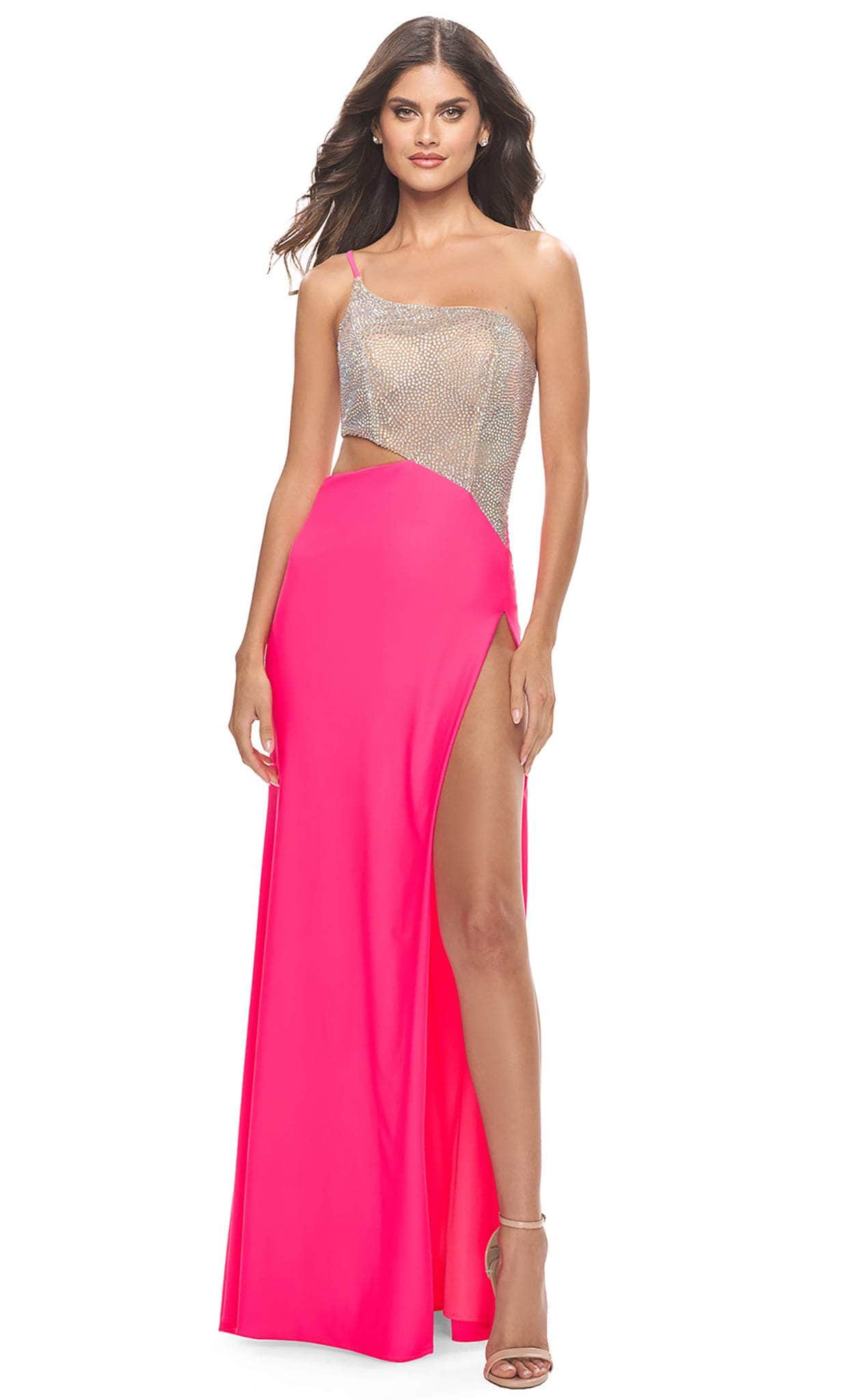 Image of La Femme 31600 - Jeweled Cutout Prom Dress with Slit
