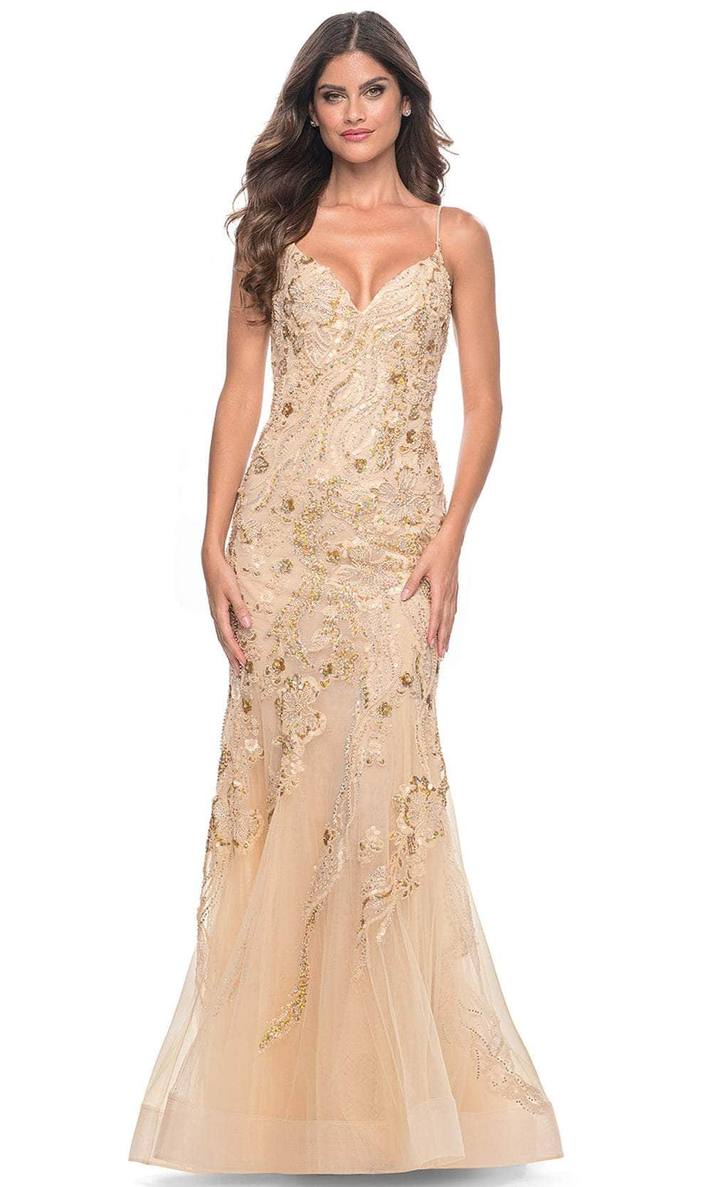 Image of La Femme 32333 - Sleeveless Beaded Mermaid Prom Dress