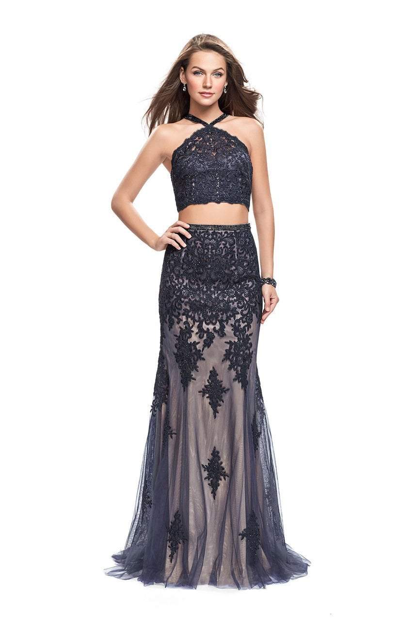 Image of La Femme Gigi - 26305 Two Piece Beaded Lace and Tulle Overlay Gown