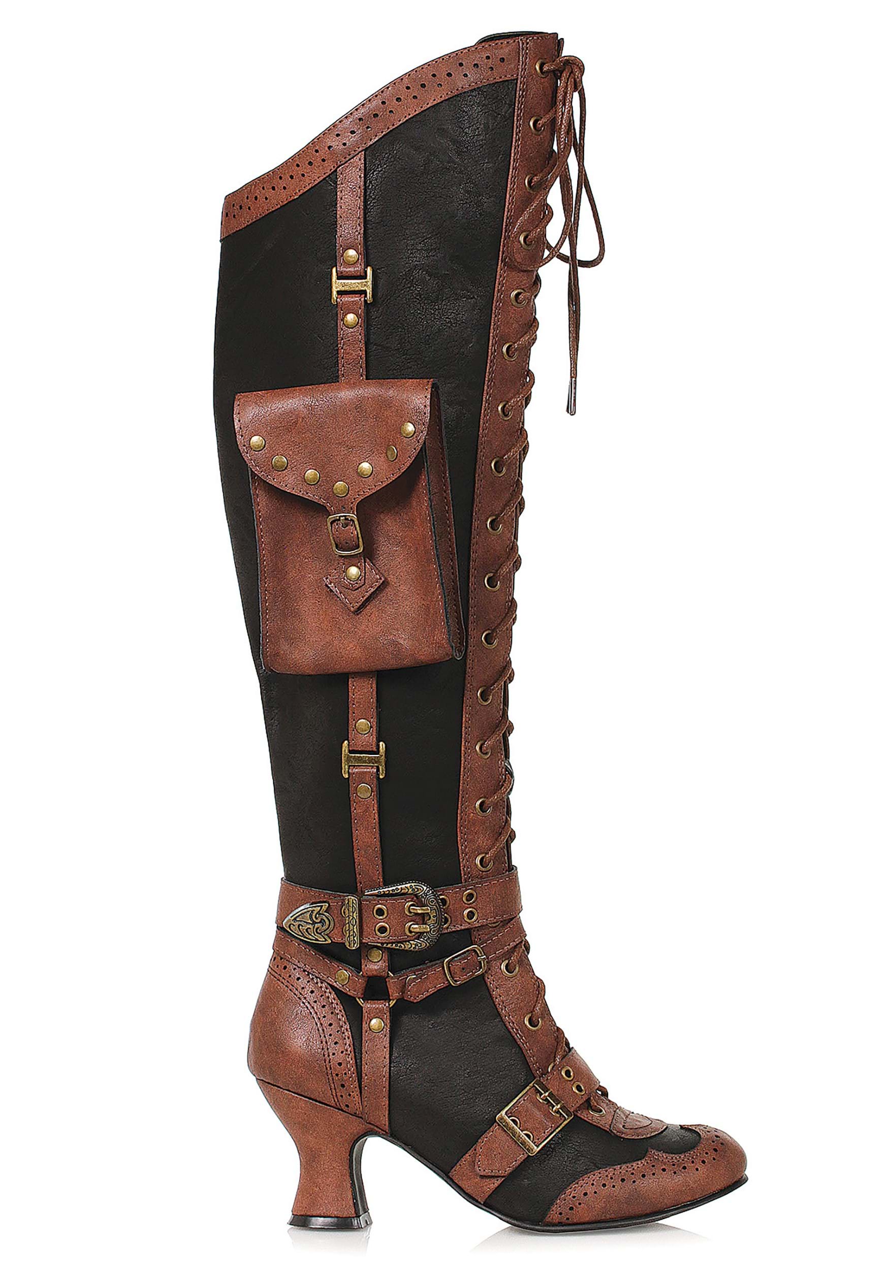 Image of Lace Up Steampunk Heeled Boots ID EE254INGRIDBR-6