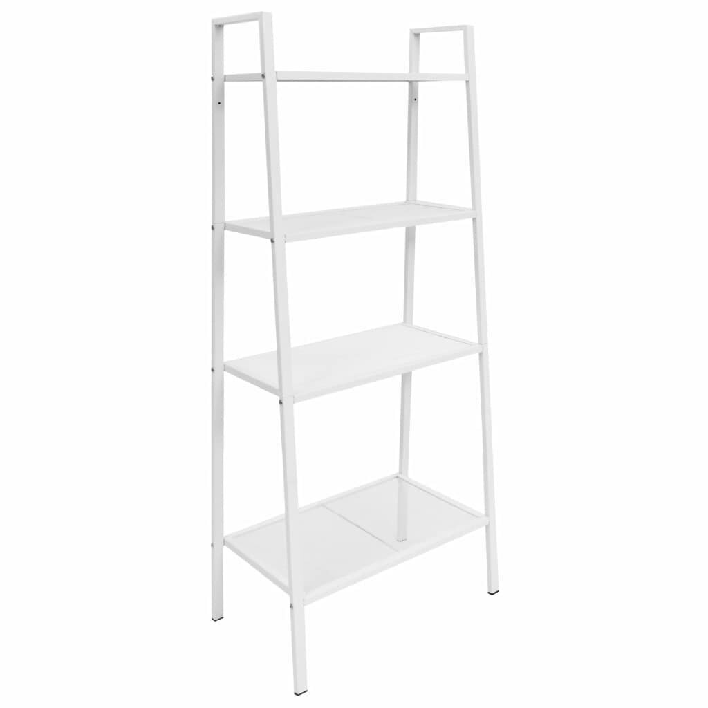 Image of Ladder Bookcase 4 Tiers Metal White