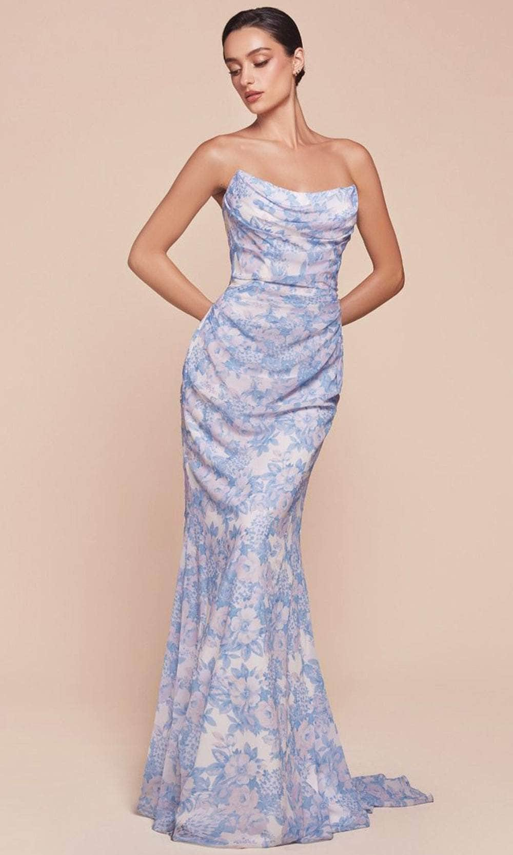 Image of Ladivine 7445 - Floral Scoop Evening Dress