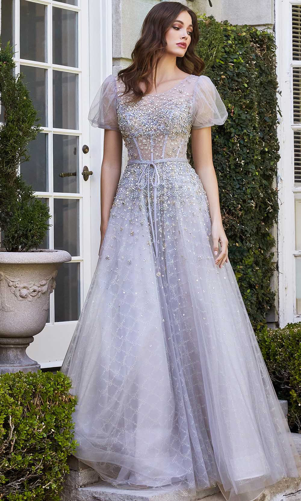 Image of Ladivine B708 - Embellished Bateau Neck Ball gown