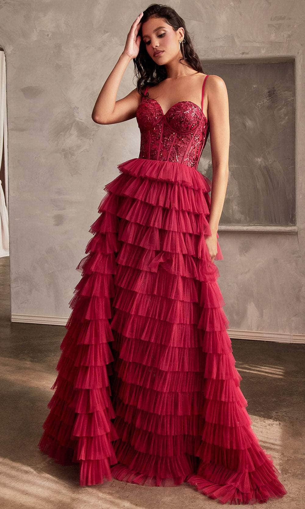 Image of Ladivine CB143 - Corset Bodice Sequin Embellished Ballgown