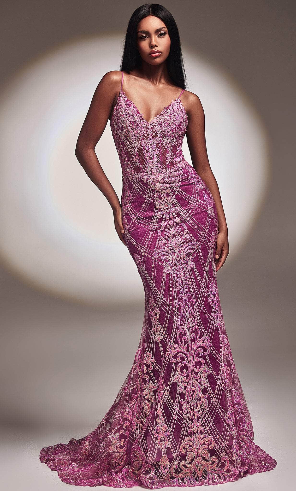 Image of Ladivine CC2168 - Sleeveless V-neck Classic Prom Dress