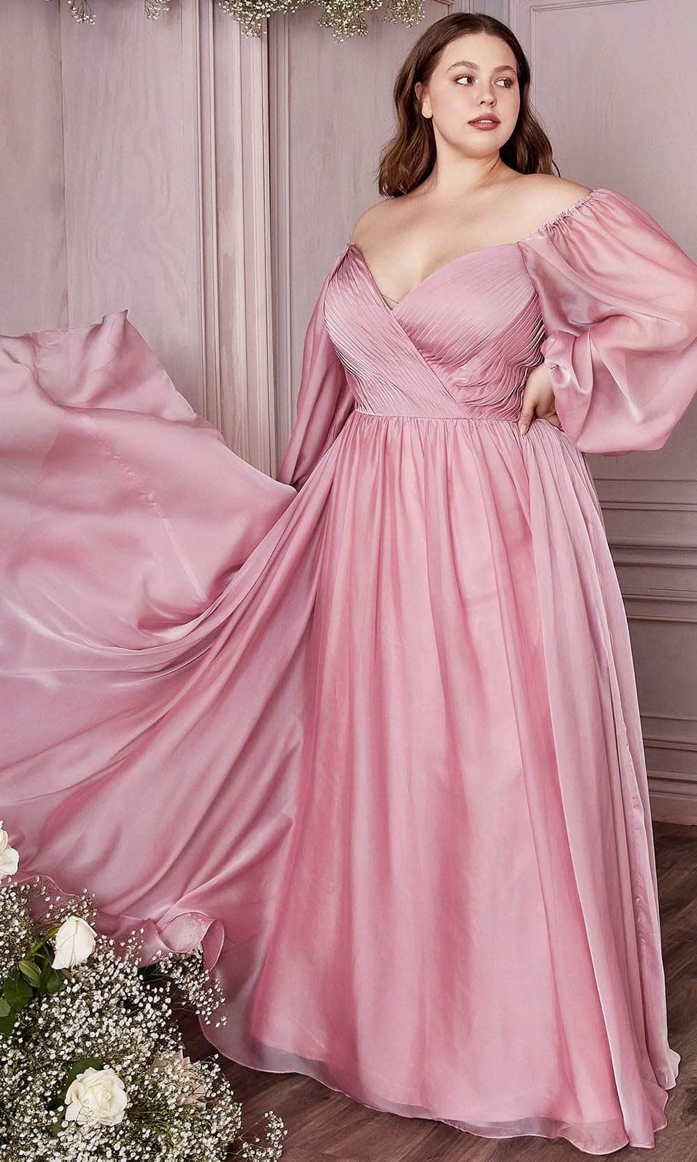 Image of Ladivine CD243C - Bishop Sleeve Prom Gown