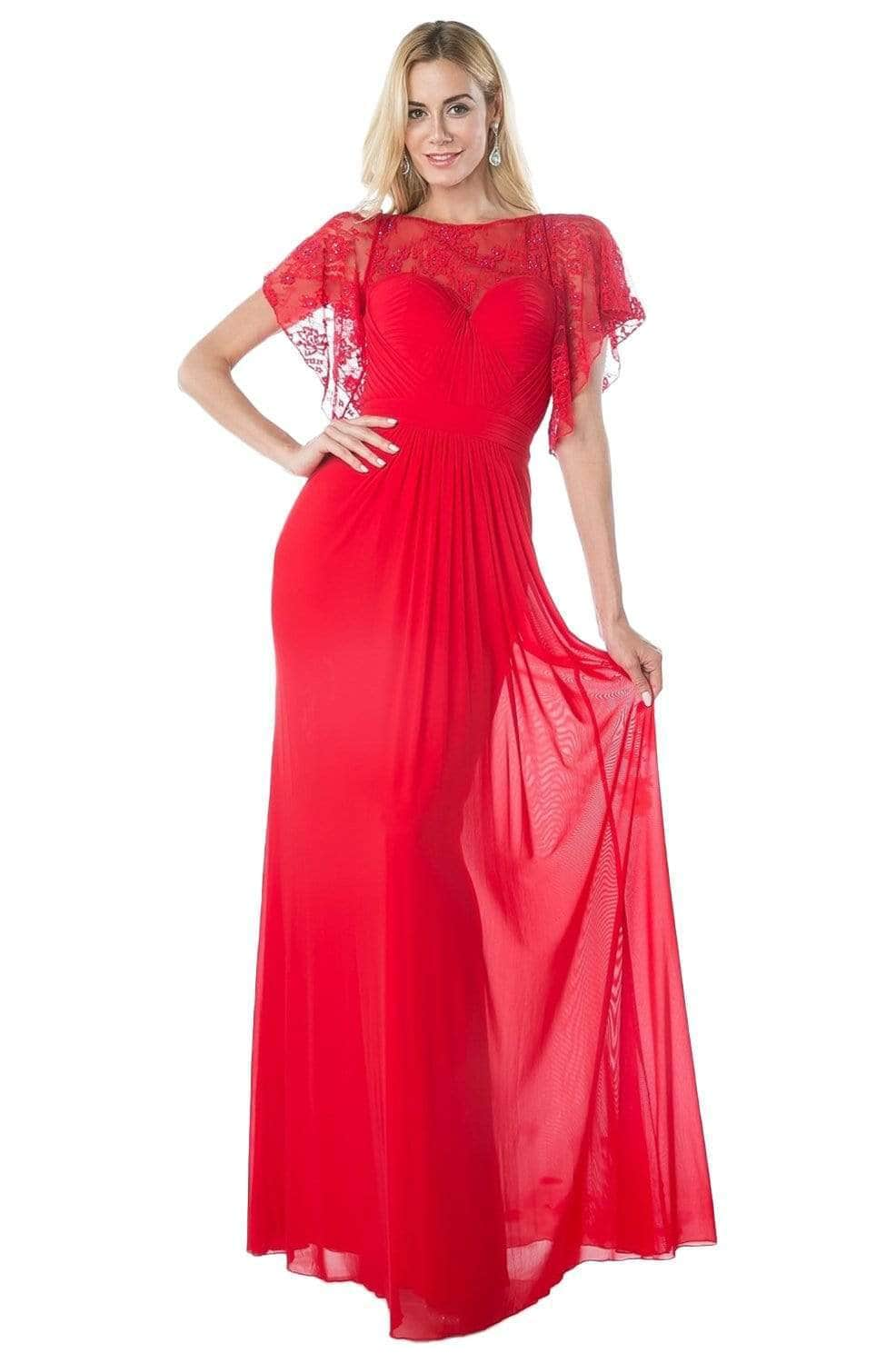 Image of Ladivine CD494 - Bateau Lace Tulle Sheath Dress