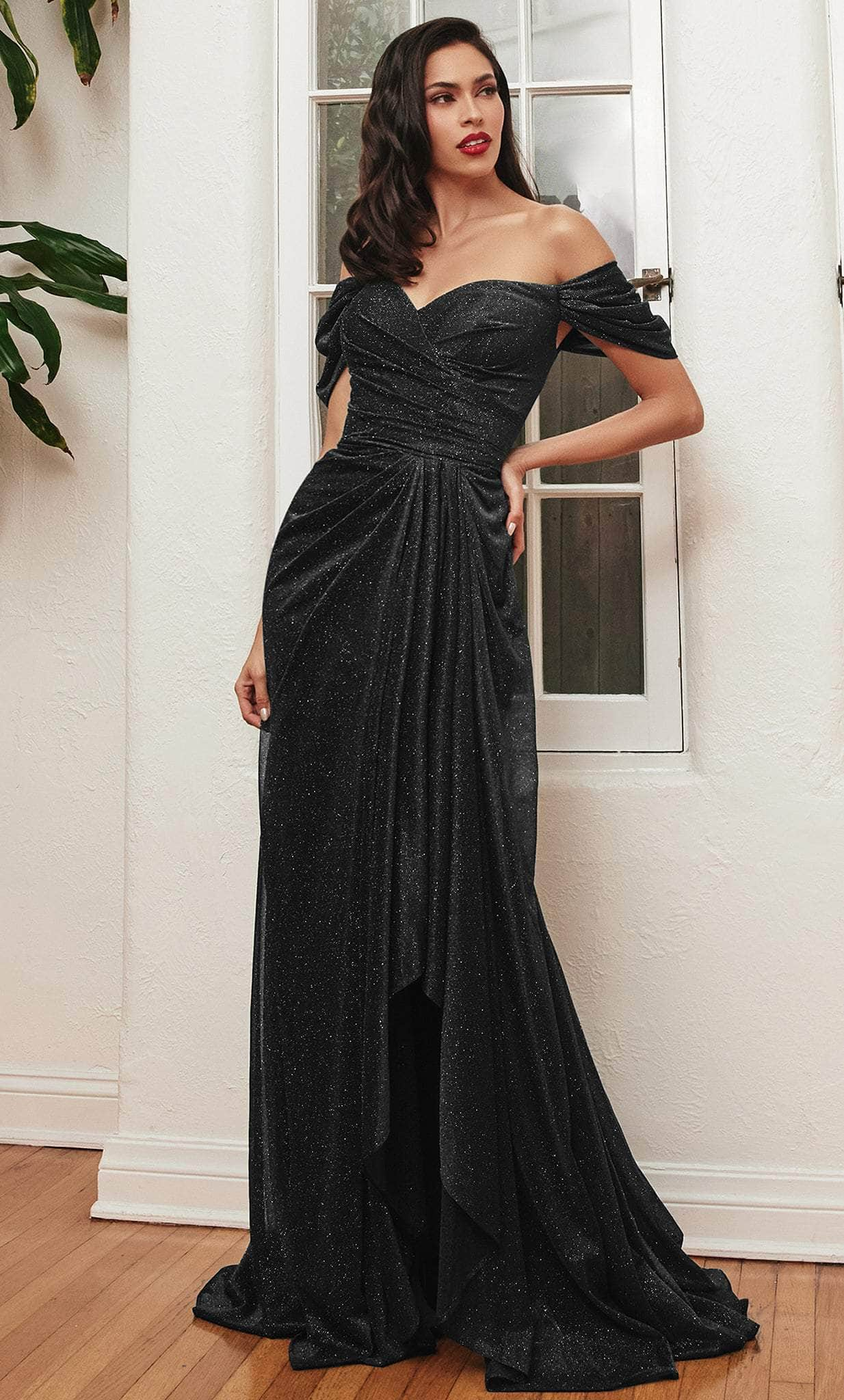 Image of Ladivine CD878 - Draped Off Shoulder Prom Dress