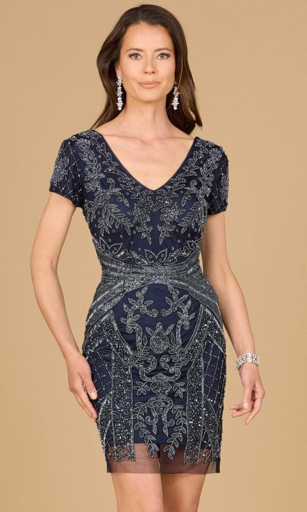 Image of Lara Dresses 29055 - V-Neck Embellished Cocktail Dress