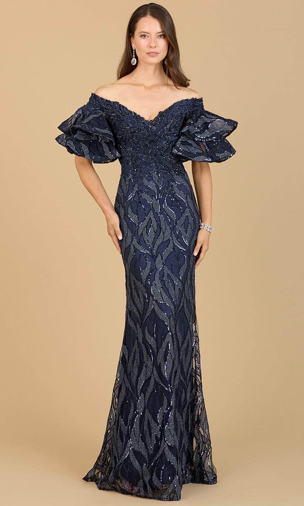 Image of Lara Dresses 29190 - Tiered Sleeve V-Neck Evening Gown