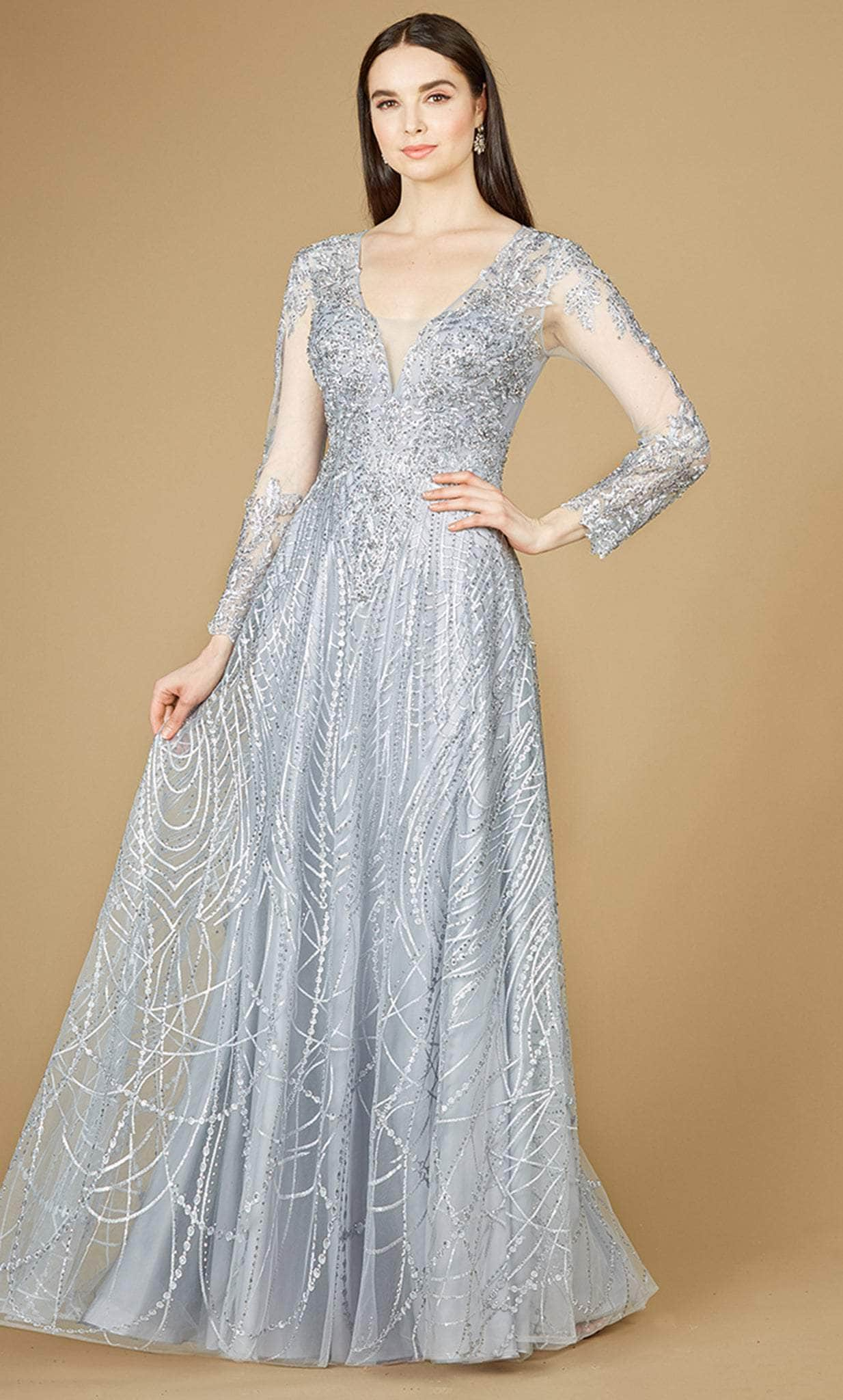 Image of Lara Dresses 29206 - Sheer Long Sleeved Gown