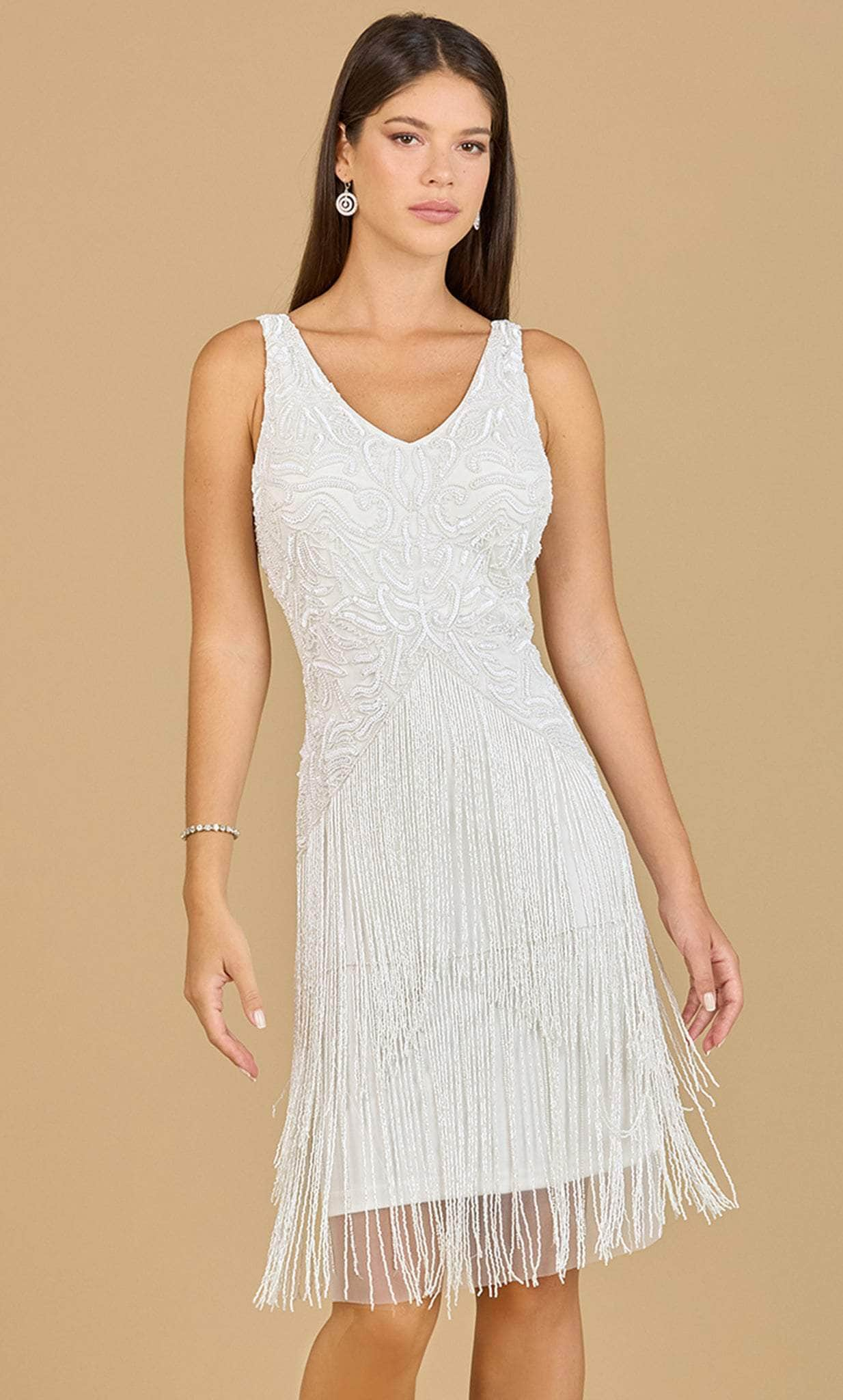 Image of Lara Dresses 51134 - Fringed Skirt Cocktail Dress