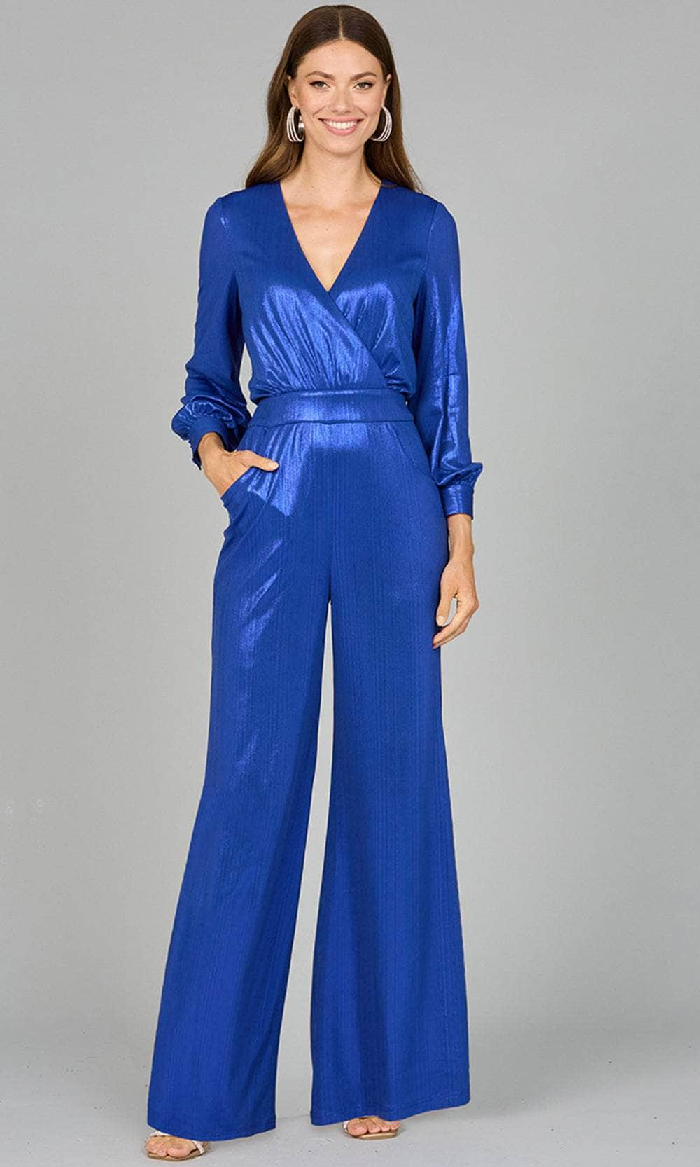 Image of Lara Dresses 8121 - Metallic Jersey Jumpsuit