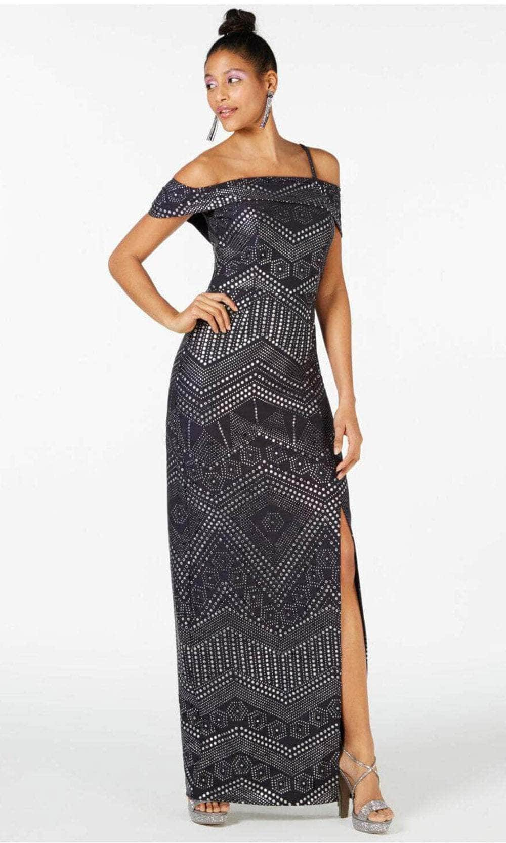 Image of Laundry HP01K67G - Metallic Motif Sheath Evening Dress