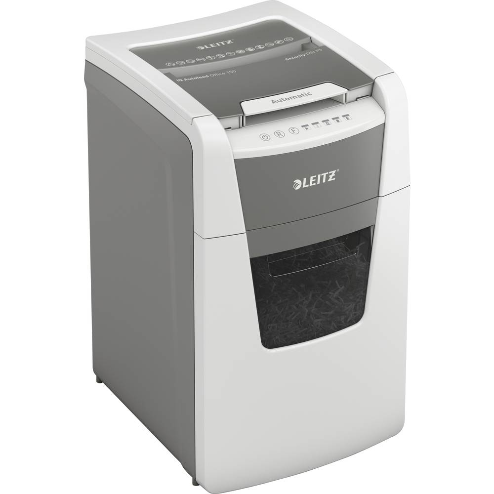 Image of Leitz IQ Autofeed Office 150 Document shredder 150 sheet Micro-cut 2 x 15 mm P-5 44 l Also shreds Paper clips Staples